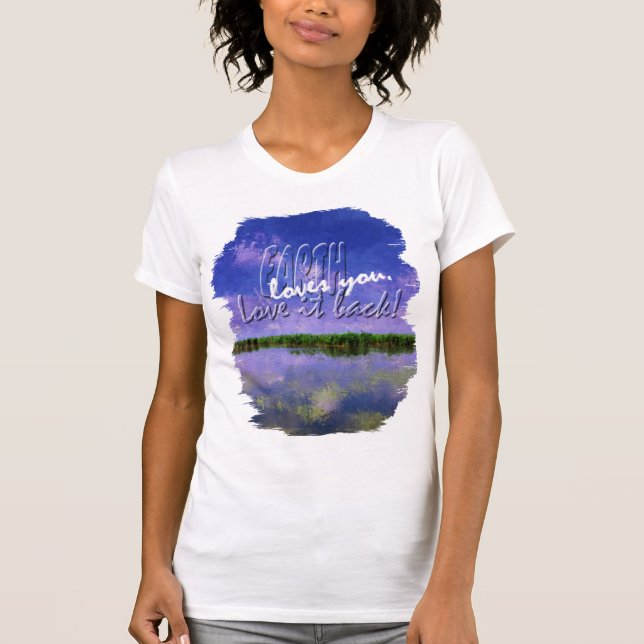 Earth Celebration Blue Summer Sky and Water T-Shir T-Shirt (Front)