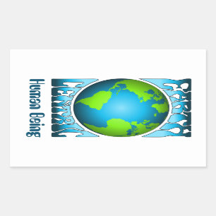 EARTH CENTRIC HUMAN BEING Eco Environment Retro  Rectangular Sticker