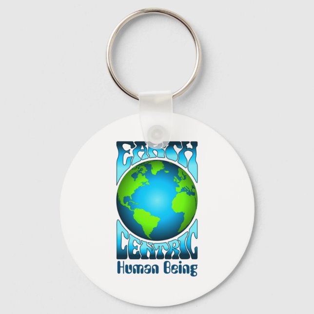 Earth Centric Human Being Eco Environment Retro T  Key Ring (Front)