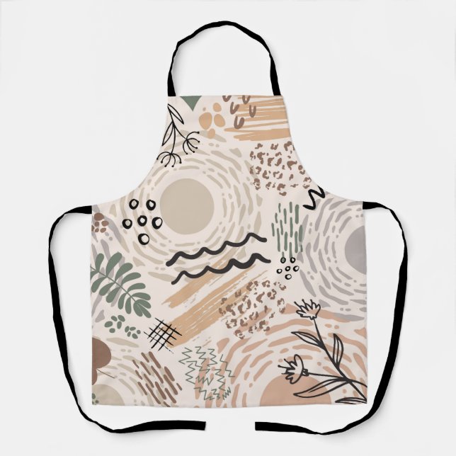 Earth colours with abstract shapes decoration apron (Front)