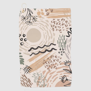 Earth colours with abstract shapes decoration golf towel