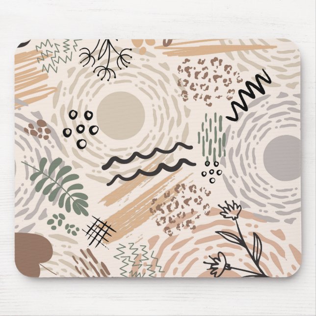 Earth colours with abstract shapes decoration mouse pad (Front)