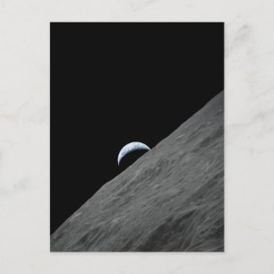 Earth Crescent Rising above Moon's Surface Postcard