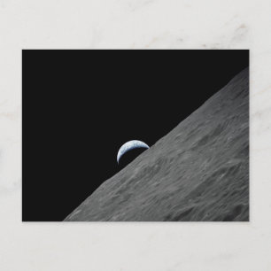 Earth Crescent Rising above Moon's Surface Postcard