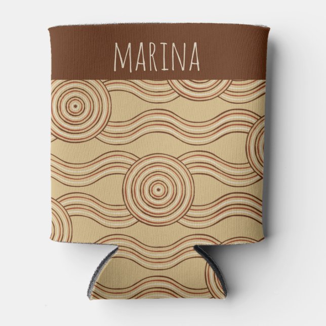Earth Customisable Name Australian Dreamtime Can Cooler (Front)