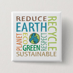 Earth Day 15 Cm Square Badge
