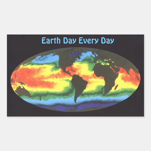 Earth Day 2012 - Global sea surface temperature Rectangular Sticker (Front)