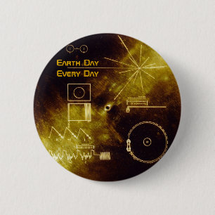 Earth Day 2012 - Sounds of Earth gold record 6 Cm Round Badge