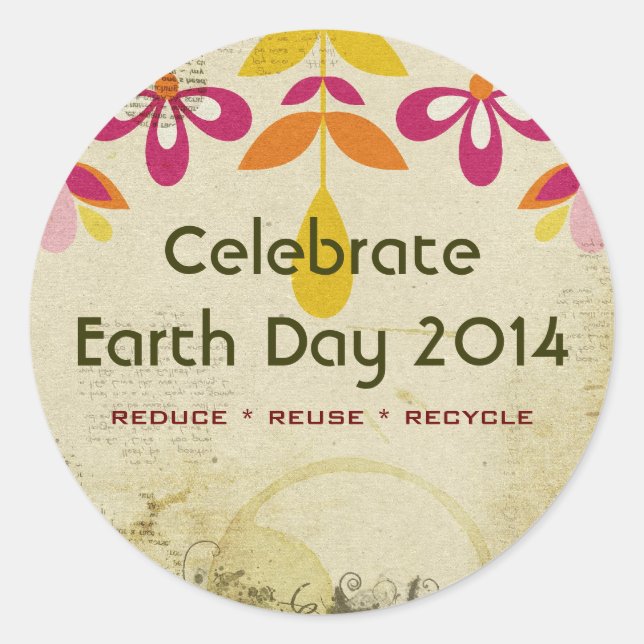 Earth Day 2014 Floral Abstract Stickers (Front)