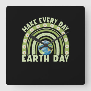 Earth Day 2022 Make Every Day Earth Day Square Wall Clock