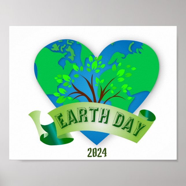 Earth Day 2024 Heart Green Poster (Front)