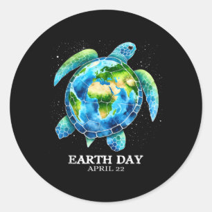 Earth Day 2025 Love Earth Sea Turtle Art Save The Classic Round Sticker