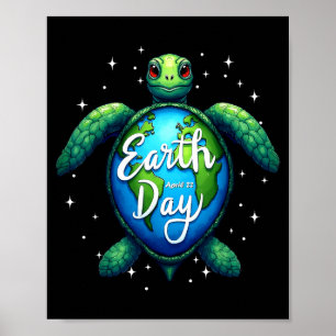 Earth Day 2025 Restore Earth Sea Earth Day Turtle  Poster