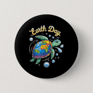 Earth Day 2025 Restore Earth Sea Turtle Art Save T 6 Cm Round Badge