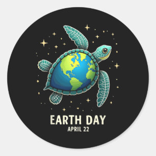 Earth Day 2025 Restore Earth Sea Turtle Art Save T Classic Round Sticker