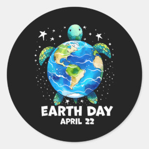 Earth Day 2025 Restore Earth Sea Turtle Art Save T Classic Round Sticker