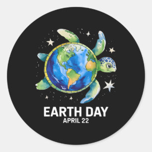 Earth Day 2025 Restore Earth Sea Turtle Art Save T Classic Round Sticker