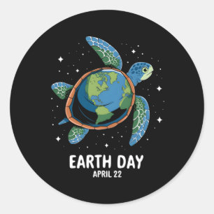 Earth Day 2025 Restore Earth Sea Turtle Art Save T Classic Round Sticker