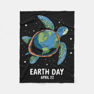 Earth Day 2025 Restore Earth Sea Turtle Art Save T Fleece Blanket