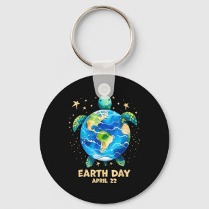 Earth Day 2025 Restore Earth Sea Turtle Art Save T Key Ring