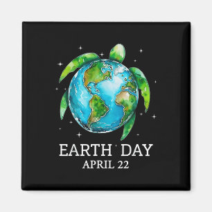 Earth Day 2025 Restore Earth Sea Turtle Art Save T Magnet