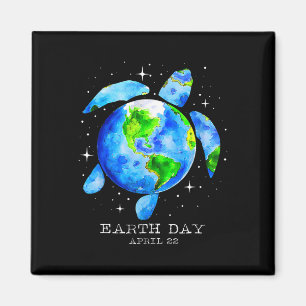 Earth Day 2025 Restore Earth Sea Turtle Art Save T Magnet
