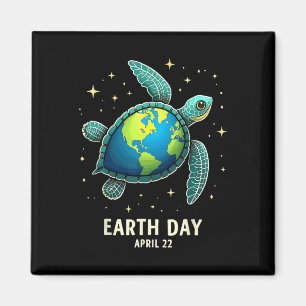 Earth Day 2025 Restore Earth Sea Turtle Art Save T Magnet