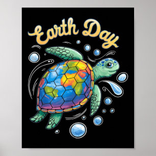 Earth Day 2025 Restore Earth Sea Turtle Art Save T Poster