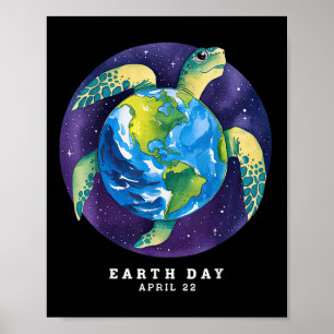 Earth Day 2025 Restore Earth Sea Turtle Art Save T Poster