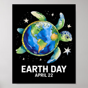 Earth Day 2025 Restore Earth Sea Turtle Art Save T Poster