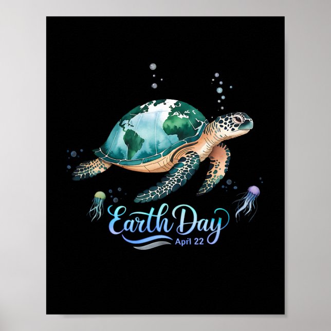 Earth Day 2025 Restore Earth Sea Turtle For Kids M Poster (Front)