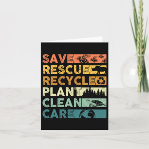 Earth Day 2025 Save Bees Rescue Animals Recycle Pl Card