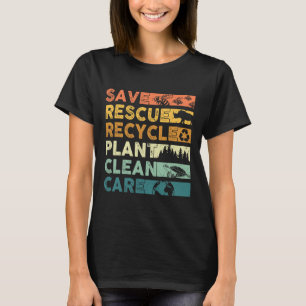 Earth Day 2025 Save Bees Rescue Animals Recycle Pl T-Shirt