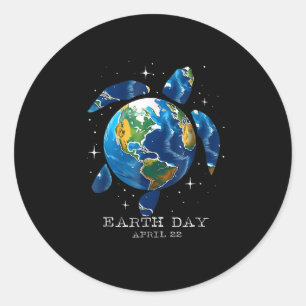 Earth Day 2025 Save Earth Sea Turtle Art Save The Classic Round Sticker