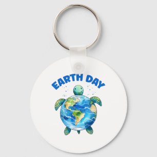 Earth Day 2025 Sea Turtle Art Save The Planet  Key Ring
