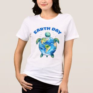 Earth Day 2025 Sea Turtle Art Save The Planet Tri-Blend Shirt