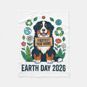 Earth Day 2026 Cute Bernese Mountain Dog Protect O Fleece Blanket