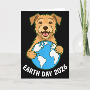 Earth Day 2026 Cute Terrier Dog Hugging Globe Plan Card