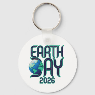 Earth Day 2026 Modern Typography Eco Design Key Ring