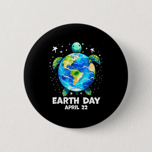 Earth day 2026 restore earth sea turtle art save 6 cm round badge