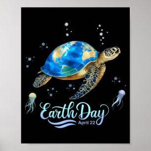 Earth day 2026 restore earth sea turtle art save poster