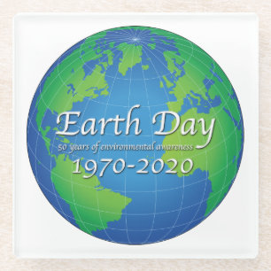 Earth Day 50 Year Anniversary 2020 Glass Coaster