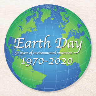Earth Day 50 Year Anniversary 2020 Round Paper Coaster