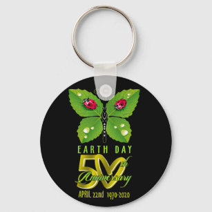 Earth Day 50th Anniversary Butterfly and Ladybug Key Ring