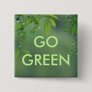Earth day and think green 15 cm square badge