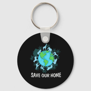 Earth Day Animals Conservation Key Ring