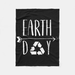Earth Day Anniversary Cute Vintage Recycling  Fleece Blanket