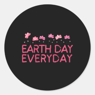 Earth Day April Earth Design With Flowers Classic Round Sticker
