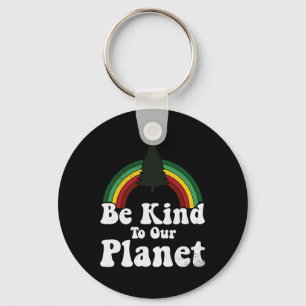 Earth Day Be Kind To Our Planet Retro Vintage Cute Key Ring