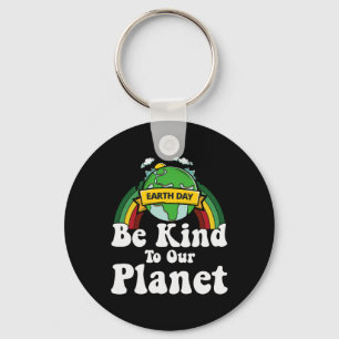 Earth Day Be Kind To Our Planet Retro Vintage Cute Key Ring